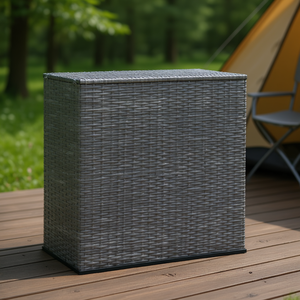 Gray Pe Rattan <b>Cushion</b> Box <b>Rectangular</b> Outdoor Storage Patio Furniture Single Tier Standing Type - Product Image 2