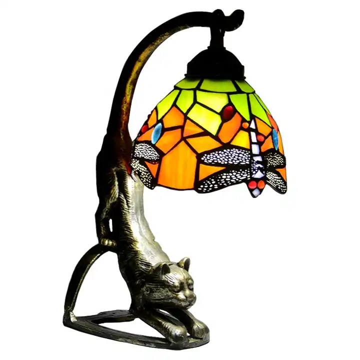 Lampe Tiffany libellule 70 cm vitraux et métal
