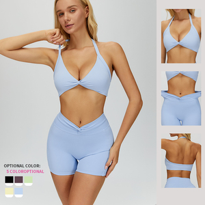 Ensemble de yoga et de sport pour femme : <span class=keywords><strong>Jupe</strong></span> de <span class=keywords><strong>tennis</strong></span>, haut court à demi-zip, short cycliste, soutien-gorge dos nu à col en V, leggings de yoga taille haute, ensembles d'entraînement assortis - Product Image 2