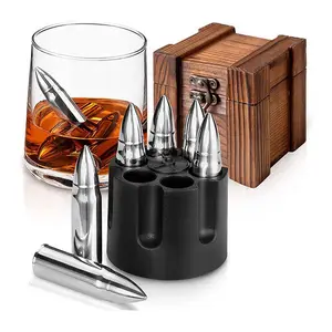 Proiettile a forma di cubetto di ghiaccio refrigeratore di vino e proiettile in acciaio inox Whiskey Stone set regalo di whisky