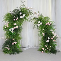 NINI Factory Arche florale en tissu de soie vert avec roses et hortensias artificiels, pour aménagement de mariage en extérieur, décoration de porte, Saint-Valentin
