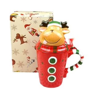 Tazas de Cerámica Grandes con Temática Navideña de Santa Claus, Pingüino y <span class=keywords><strong>Reno</strong></span>, con Tapa para Decoración, en Oferta - Product Image 5