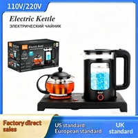 Service à thé de qualité européenne, bouilloires électriques isolées 18L et 6L en verre borosilicate, arrêt automatique, commande par bouton-poussoir