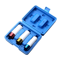 Professionnel 3PCS 1/2 "DR. Jeu de douilles à chocs hexagonaux Outils à main lourds profonds Douilles de couleur de pneu Kit d'outils à main