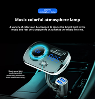 Cargador de Teléfono con Doble USB y Carga Rápida QC 3.0, Manos Libres, DSP, Encendedor de Cigarrillos Inalámbrico, Transmisor FM para Auto, Micrófono Integrado, Estéreo