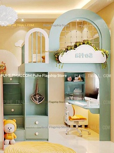 Letto a castello a due piani per bambini, stile casetta sull'albero, in legno massello, multifunzionale, per <span class=keywords><strong>cameretta</strong></span> condivisa di ragazzi <span class=keywords><strong>e</strong></span> ragazze - Product Image 3