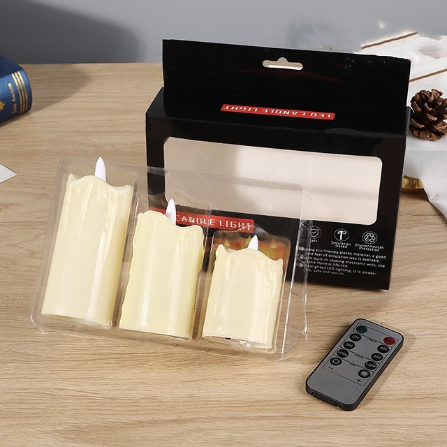 Wholesale LED Tear Surface With Remote Control Candle Bullet Head Electronic Candle Lights Set of 3