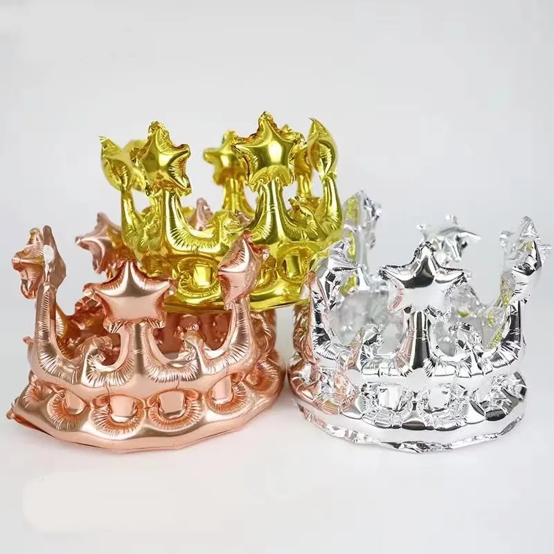 Tiara Crown globo de papel de aluminio accesorios para fotos para baby shower ONE 2 ° cumpleaños aniversario tocado decoración evento Fiesta suministros
