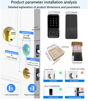 Serrure de porte intelligente Aurelysse IP65 en aluminium avec contrôle par application Tuya TTlock, entrée par mot de passe et prise en charge de la carte mémoire pour la sécurité domestique