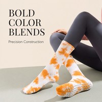 Chaussettes de yoga pour femmes OEM personnalisées, tie-dye 8 couleurs, antidérapantes, respirantes, écologiques, pour usage quotidien, collection printemps, vente en gros