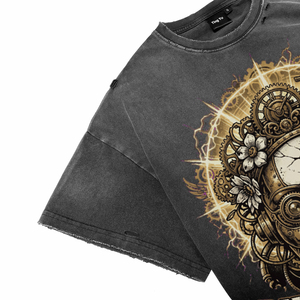 T-shirt vintage pour homme en coton délavé à l'acide, avec motif floral et graphique, coupe oversize, style streetwear, imprimé lettres, manches courtes - Product Image 4