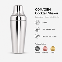 ODM OEM Marque Privée Shaker à Cocktails en Acier Inoxydable 650ml Anti-Fuite Mélangeur de Cocktails Logo et Couleur Personnalisés pour Bar Vente en Gros
