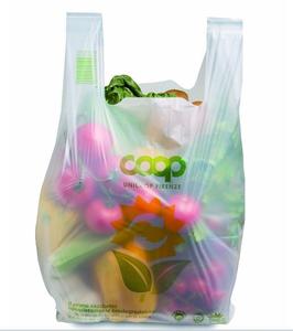 Sacs de courses en plastique 100 % biodégradables et compostables, sacs en polyéthylène type T-shirt, sacs en PBAT, PLA, amidon de maïs, certifiés TUV OK Compostable EN13432 - Product Image 1
