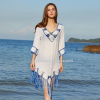 Robes pour femmes grande taille bohèmes de l'usine JINRU, en coton, sexy, pour la plage, maillots de bain, bikinis, vêtements de plage à franges