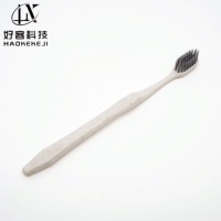 Brosse à dents de voyage biodégradable en paille de blé, à poils souples, jetable, pour hôtels et chambres d'hôtes (vente en gros)