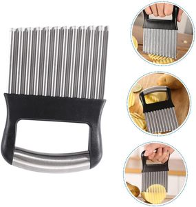 High Quality Manual Stainless Steel Wavy Blade Potato Cutter Fruit <b>Vegetable</b> Potato Chip French Fries Crinkle Cutter - Product Image 4