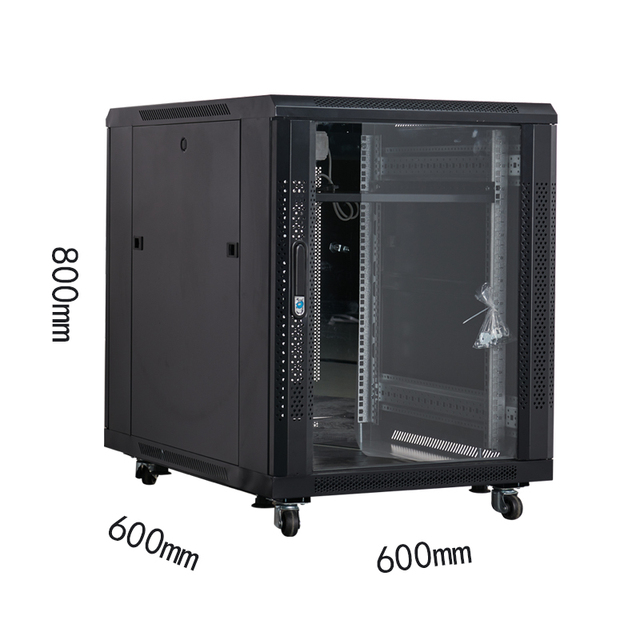 19 Inch Floor Standing Network Cabinet 14U Indoor Steel Server Rack 600mm Depth with Switch Wiring Monitoring