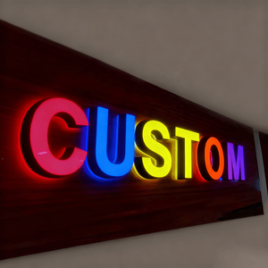 ป้ายหน้าร้านสีทองขัดเงาหรูหรา ตัวอักษร 3 มิติ สแตนเลสสตีลแบบมีไฟส่องด้านหลัง สำหรับตกแต่งร้านเสริมสวยและร้านบูติก - Product Image 6