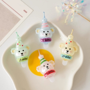 Candela in Paraffina a Forma di Orsetto, Decorazione per Torte, Simpatica Testa di Orso Cartone Animato per Feste di Bambini, Ringraziamento, Celebrazioni di Laurea - Product Image 5