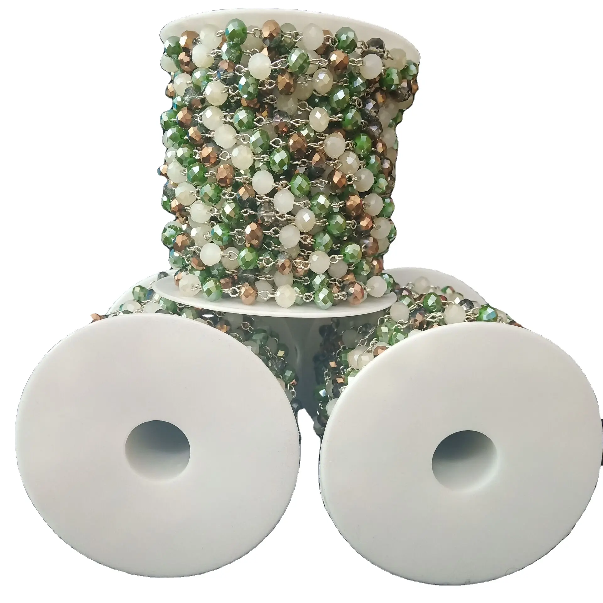 Profesional Disesuaikan 4 - 6 - 8 -10 Mm Ragam Manik-manik Kaca dengan Paduan Pin Mata Terkait Rosary Beads Jaringan untuk D I Y