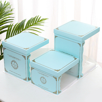 Caja de pastel transparente con ventana redonda Caja de postre de color helado Caja de pastel de cumpleaños de una sola capa de doble altura