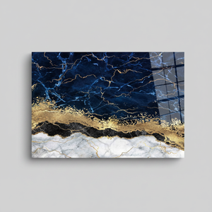 Modern Navy and Gold Print <b>Canvas</b> Artwork - Elegant <b>Wall</b> Decor,TEMPERED GLASS ART - Product Image 2