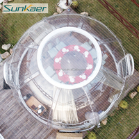 Dôme de camping de luxe en polycarbonate transparent pour hôtel, tente géodésique pour camping en plein air