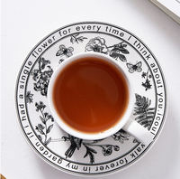 Ensemble tasse et soucoupe en céramique style chic – Mug simple pour le thé de l'après-midi, le petit-déjeuner ou le thé au lait, idéal pour la maison et le bureau