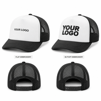 Casquette Trucker en Mousse Dobby à Logo Brodé 3D Personnalisé avec Dos en Maille, Noire et Blanche, Style Snapback pour Streetwear – Vente en Gros