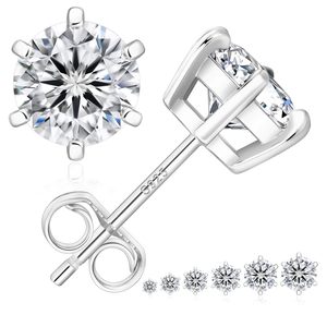0.5ct 1ct 2ct 3ct Moissanite VVS GRA Certificate 18K White Gold Plated 925 Sterling Silver Men Women Lab Diamond Stud Earring - Product Image 6