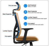 Kursi Kantor Modern Nyaman dengan Roda Putar, Ergonomis, Berbahan Kain Mesh, Tinggi Dapat Disesuaikan, Kursi Eksekutif EN1335-2