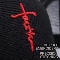 Casquette Trucker en Maille à 6 Panneaux OEM ODM avec Broderie 3D en Relief Croix de la Foi Personnalisée pour Grossistes Usine BSCI Prix Streetwear