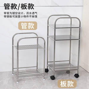 Stainless Steel Washbasin Stand With Wheels 3 Floors Freestanding Bathroom <b>Shelf</b> For Storage And Organization - Product Image 1