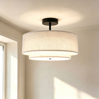 Élégante lampe de plafond en tissu à double cylindre avec finitions noires pour la décoration intérieure