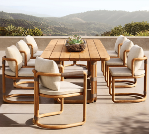 Tavolo <span class=keywords><strong>da</strong></span> Pranzo <span class=keywords><strong>da</strong></span> Giardino <span class=keywords><strong>in</strong></span> <span class=keywords><strong>Legno</strong></span> <span class=keywords><strong>Massello</strong></span> di Teak di Alta Qualità, Design Minimalista per Uso <span class=keywords><strong>Esterno</strong></span> - Product Image 1