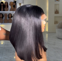 Wig Bob Vietnam Rambut Asli Alami Pendek Lurus Kepadatan Tinggi Hd Frontal Tanpa Lem Wig Rambut Manusia Lace Front untuk Wanita Kulit Hitam