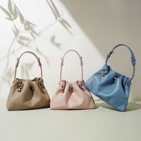Sac à cordon en cuir véritable de luxe pour femme, sac à bandoulière en cuir de vachette souple, petit sac fourre-tout de créateur, sac à main