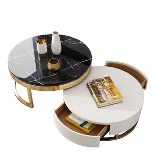 WSE6002 Nordic New Design Metal Gold Center Marble Mirrored Coffee Table Modern Luxury Farmhouse Coffee Table Rustic