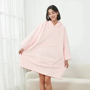 Prezzo a buon mercato indossare caldo felpa coperta Oversize per adulti in tinta unita felpa coperte con cappuccio con tasca speciale