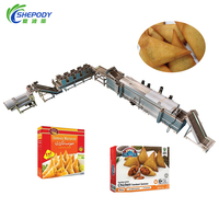 Chaîne de production Shepody pour coupes de poulet industrielles, bâtonnets de pâte frits et tranches d'aubergine – Capacité 500 kg/h – Friteuse à galettes de poulet