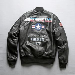เสื้อแจ็กเก็ตหนังแท้สำหรับผู้ชายเสื้อเบสบอลปักลายปีกตรงจากโรงงาน - Product Image 2