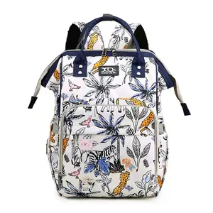 New outdoor travel plant cartoon printing backpack portable large-capacity waterproof mother and baby bag