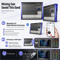 Console de mixage audio professionnelle 14 canaux avec effets numériques Bluetooth USB pour scène, karaoké, système PA