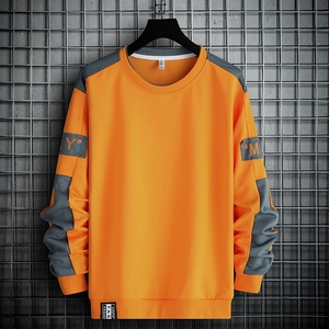 Suéter personalizado con logo para hombre, cuello redondo, estilo Hong Kong, con costuras en contraste, corte ajustado, moderno, de manga larga para primavera. - Product Image 2