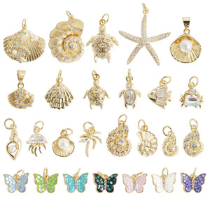 Ocean Series Pendant Jewelry Copper Alloy Seashell Conch Starfish Butterfly Themed Charms For DIY Necklace Bracelet Unisex - Product Image 1