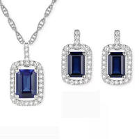 Ensemble de bijoux unisexe en cuivre bleu, boucles d'oreilles géométriques classiques, collier et bague, bijoux de luxe pour mariage et soirée, fabriqué aux États-Unis