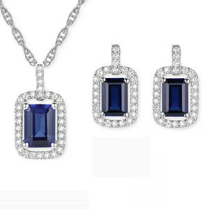 Juego de Anillo, Collar y Aretes Clásicos de Cobre Azul Unisex, Joyería de Moda de Lujo para Bodas y Fiestas - Product Image 3