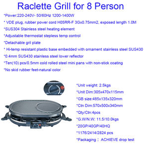 <span class=keywords><strong>Raclette</strong></span> Électrique Ovale 8 Personnes à <span class=keywords><strong>Prix</strong></span> Compétitif avec Plaque Antiadhésive Réversible et Plaque de Gril Antiadhésive - Product Image 6