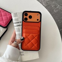 Porte-cartes uni pour iPhone, étui de téléphone en cuir