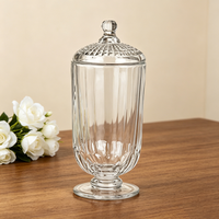 Pot décoratif en verre transparent avec couvercle gaufré, pot à pharmacie sur pied pour biscuits 770 ml